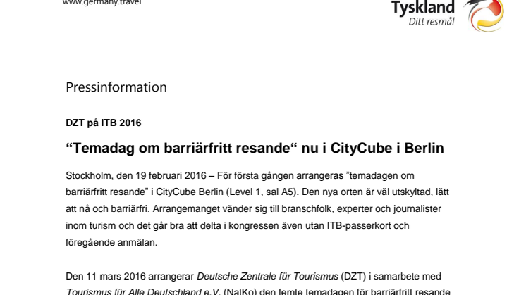 Temadag om barriärfritt resande i CityCube Berlin