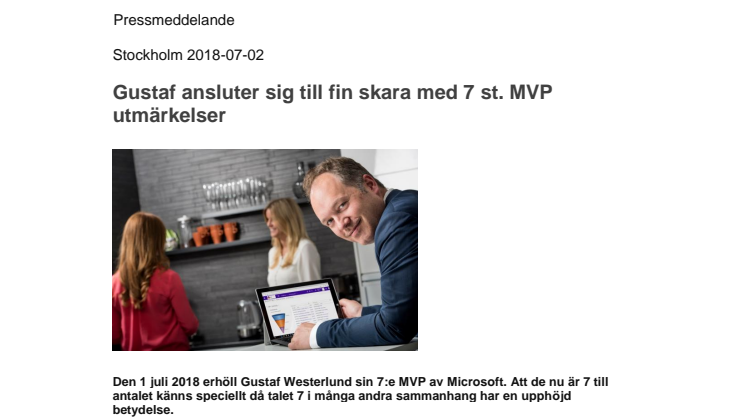 Gustaf ansluter sig till fin skara med 7 st. MVP utmärkelser