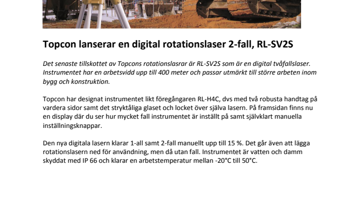 Topcon presenterar ny digitallaser!