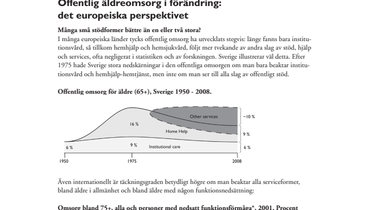 Offentlig äldreomsorg i förändring: det europeiska perspektivet