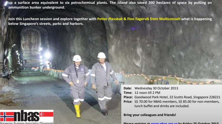 Postponed to next year: 30 Oct Luncheon Talk: What is happening underground in Singapore?