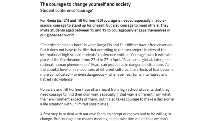 The courage to change yourself and society. ​Students' conference ‘Courage’