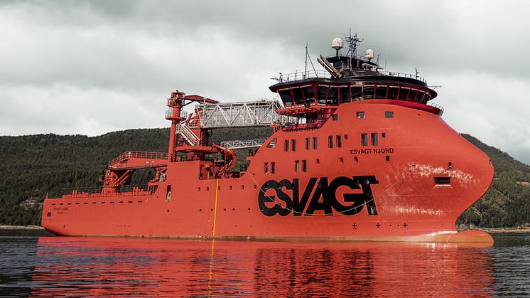 'Esvagt Njord' on seatrial in Sognefjorden, Norway