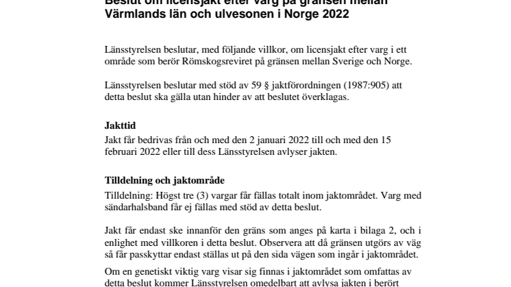 Beslut om licensjakt efter varg 2022 Römskogsreviret.pdf