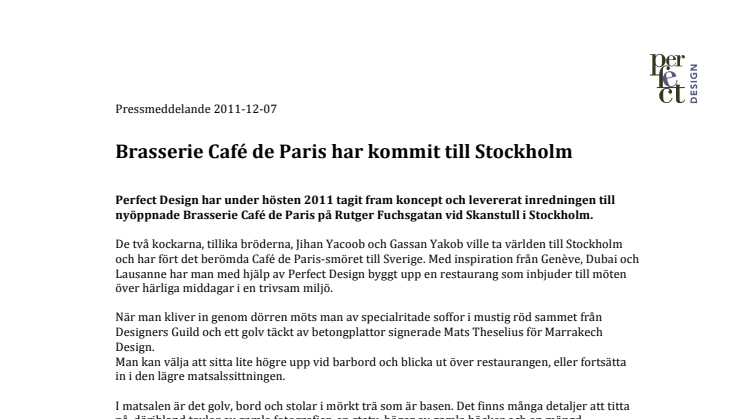 Brasserie Café de Paris har kommit till Stockholm