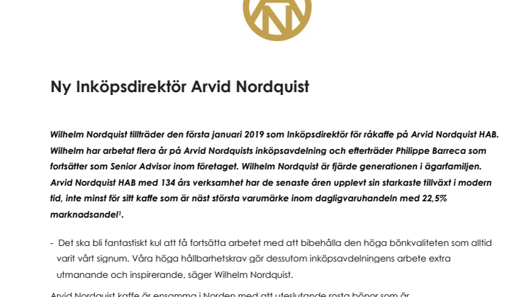 Ny Inköpsdirektör Arvid Nordquist