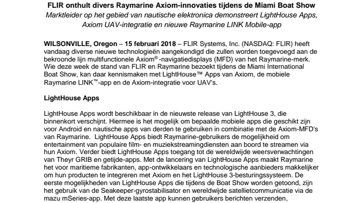 Raymarine: FLIR onthult divers Raymarine Axiom-innovaties tijdens de Miami Boat Show