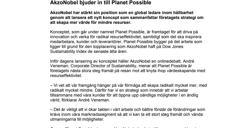 AkzoNobel bjuder in till Planet Possible