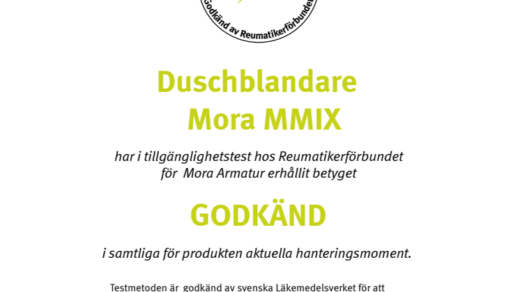 Mora MMIX – godkjent av det svenske reumatikerforbundet.