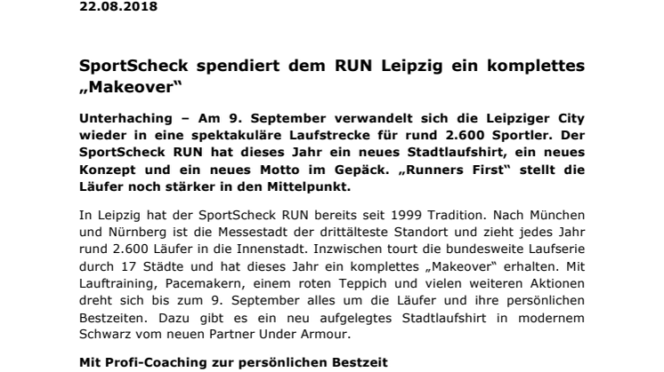 SportScheck spendiert dem RUN Leipzig ein komplettes „Makeover“