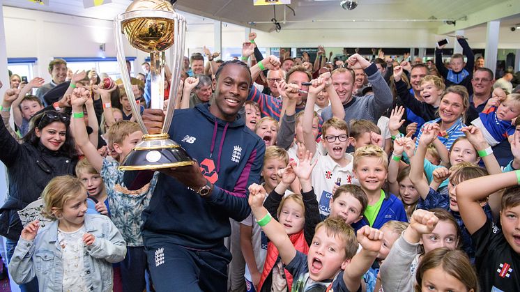 Super over star Jofra Archer kicks off nationwide Winners' World Cup Trophy Tour