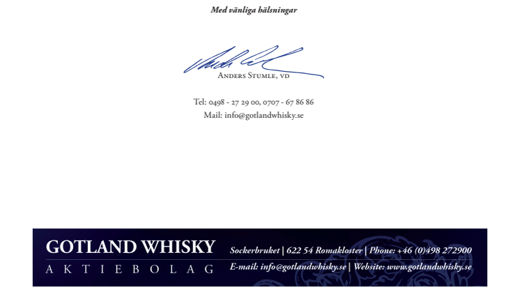 Teckna aktier i Gotland Whiskys nyemission.