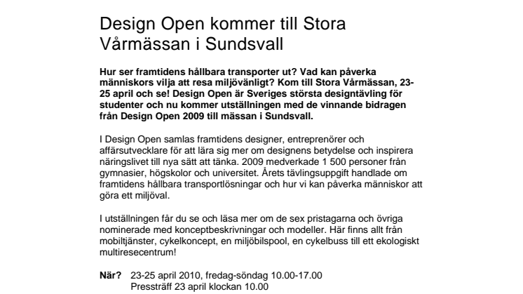 Design Open kommer till Stora Vårmässan i Sundsvall