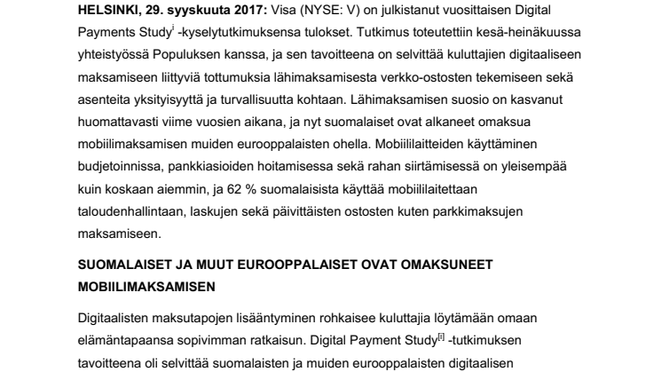 Mobiilimaksamisen suosio kasvaa – suomalaiset kokevat sen turvalliseksi ja 74 % on käyttänyt mobiililaitettaan maksamiseen