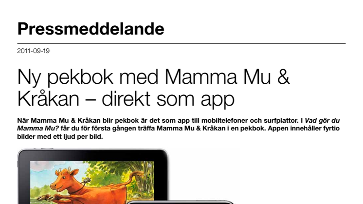 Ny pekbok med Mamma Mu & Kråkan – direkt som app
