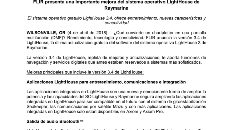 Raymarine: FLIR presenta una importante mejora del sistema operativo LightHouse de Raymarine