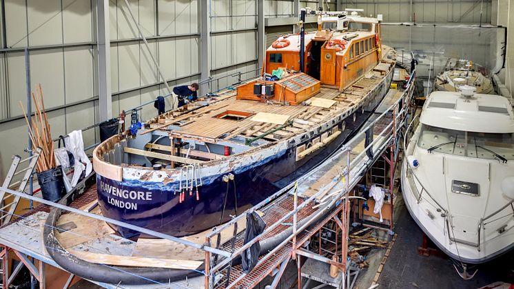 MV Havengore Undergoing Extensive Restoration to its Decks and Associated Structure at Fox's Marina and Boatyard in Ipswich