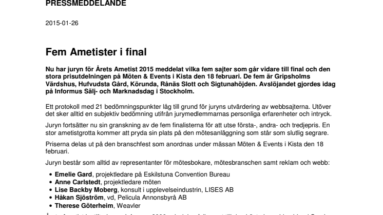 Fem Ametister i final