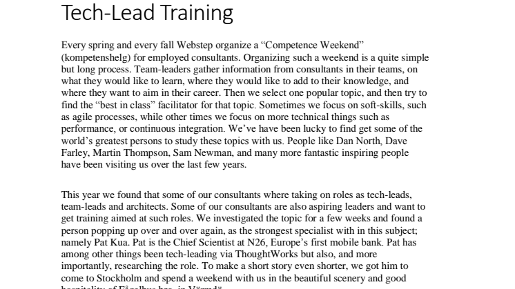 Tech-Lead Training