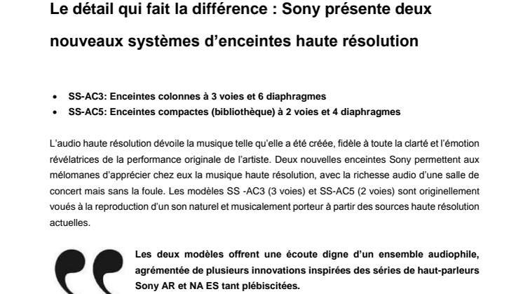 Le détail qui fait la différence : Sony présente deux nouveaux systèmes d’enceintes haute résolution