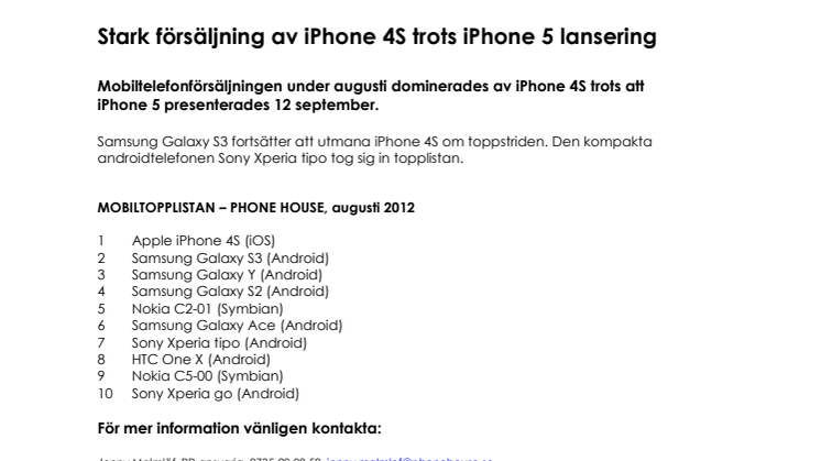 Stark försäljning av iPhone 4S trots iPhone 5 lansering 