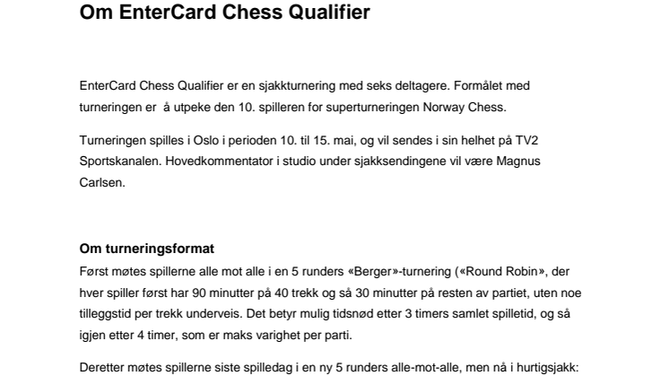 Faktaark EnterCard Chess Qualifier
