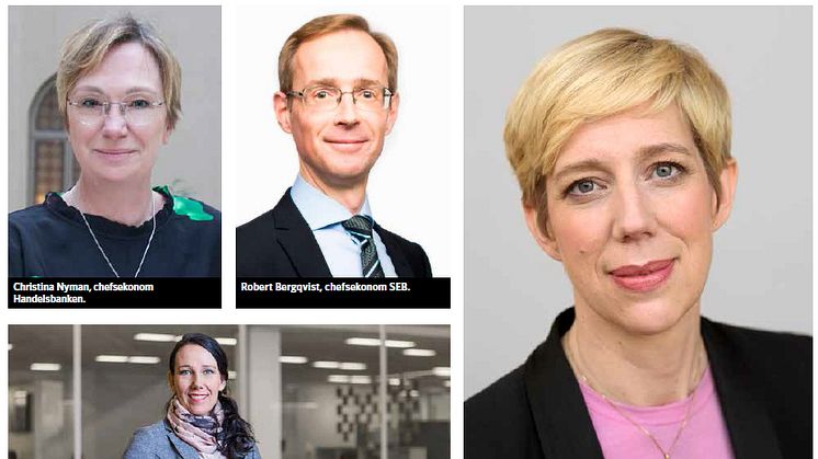 Christina Nyman, Handelsbanken, Annika Winsth, Nordea, Robert Bergqvist, SEB, och Anna Breman, Swedbank