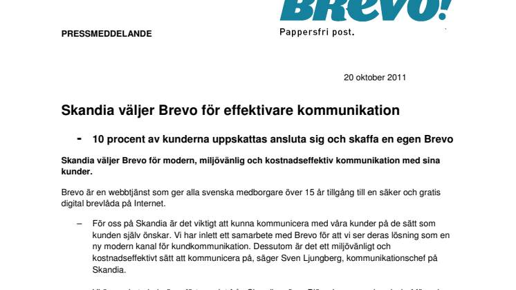 Skandia väljer Brevo för effektivare kommunikation - 10 procent av kunderna uppskattas ansluta sig och skaffa en egen Brevo 