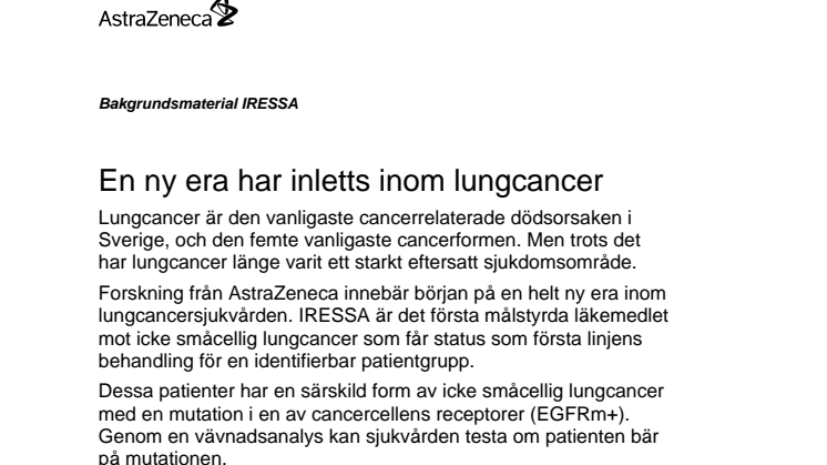 Bakgrund och fakta om Iressa och lungcancer