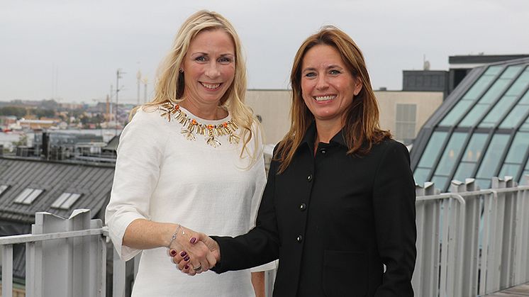 Pernilla Bonde, vd HSB Riksförbund, tillsammans med Johanna Norberg, vd Danske Bank Sverige.