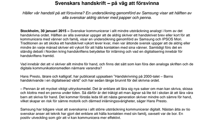 Svenskars handskrift – på väg att försvinna