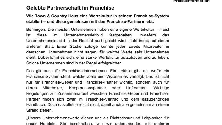 Gelebte Partnerschaft im Franchise