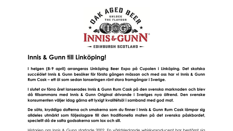 Innis & Gunn till Linköping!