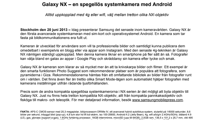 Galaxy NX – en spegellös systemkamera med Android