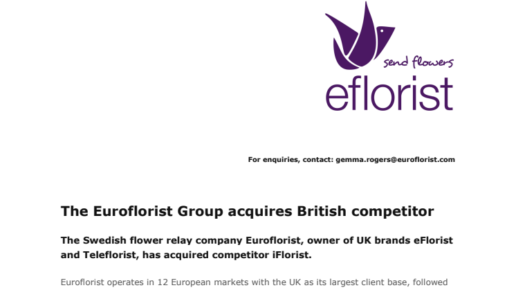 The Euroflorist Group acquires British competitor