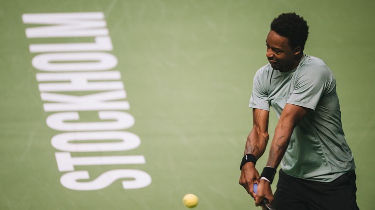 Gaël Monfils på centercourt i Kungl. Tennishallen. Foto: Alexander Scheuber