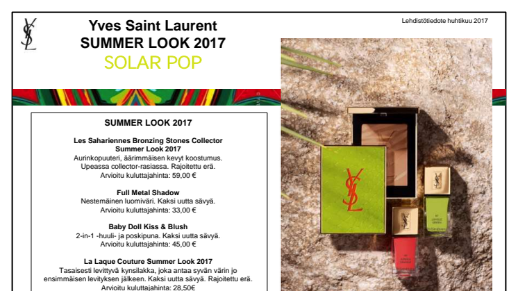 Yves Saint Laurent Summer Look lehdistötiedote