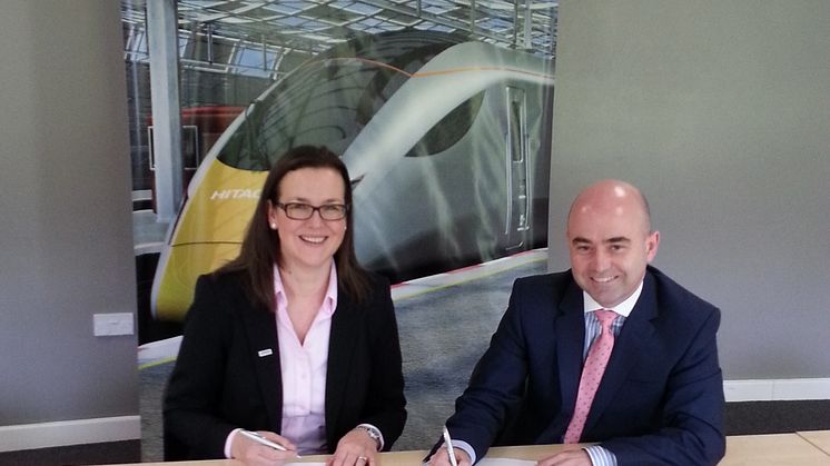 Paula Whitehead (Hitachi Rail Europe) and Richard Carr (Mechan)