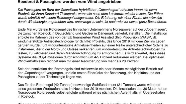 Reederei & Passagiere werden vom Wind angetrieben