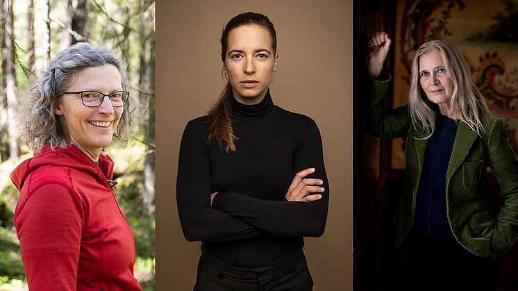 Trio med nya böcker på Polaris i vinter: biologiprofessor Anne Sverdrup-Thygeson, AI-experten Inga Strümke samt poeten och författaren Katarina Frostenson.