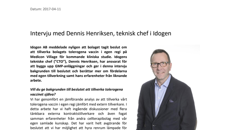 Intervju med Dennis Henriksen, teknisk chef i Idogen