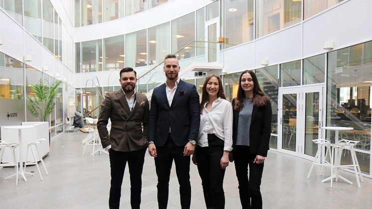 Sebastian Uramek (left), from Sigma IT Tech in Stockholm, with colleagues Ossian Ripke Johansson, Alva Hellberg and Alina Pavlenko.