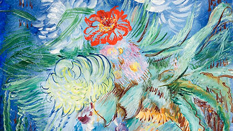 Sigrid Hjertén. Blommor i blått, 1934. Olja på duk, 65x54 cm. Foto: Hossein Sehatlou. Bild beskuren.