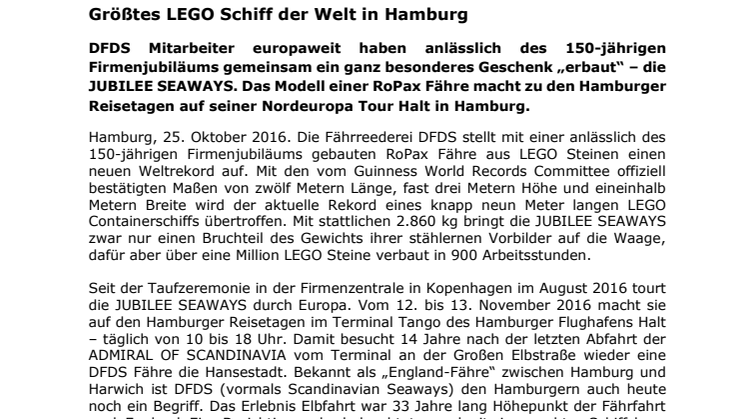 Größtes LEGO Schiff der Welt in Hamburg 