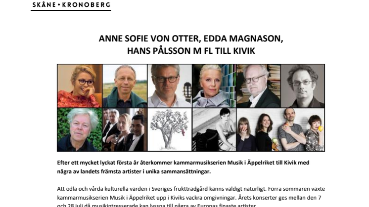 Anne Sofie von Otter, Edda Magnason, Hans Pålsson med flera till Kivik