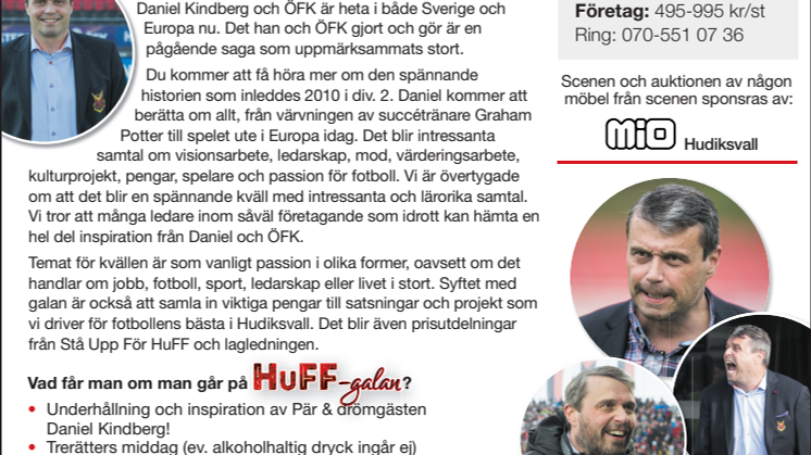 HuFF-galan 2017! ÖFK-ordföranden, Daniel Kindberg i samtal med Pär Johansson. Lördag 18 november!