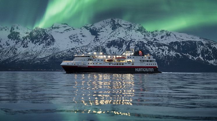 Northern Lights in Norway with Hurtigruten. Photo: Hege Abrahamsen