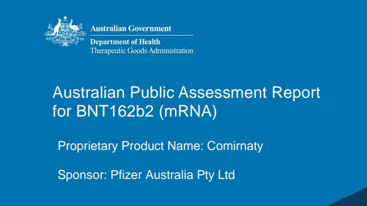 Australian Public Assessment Report  for BNT162b2 (mRNA) 