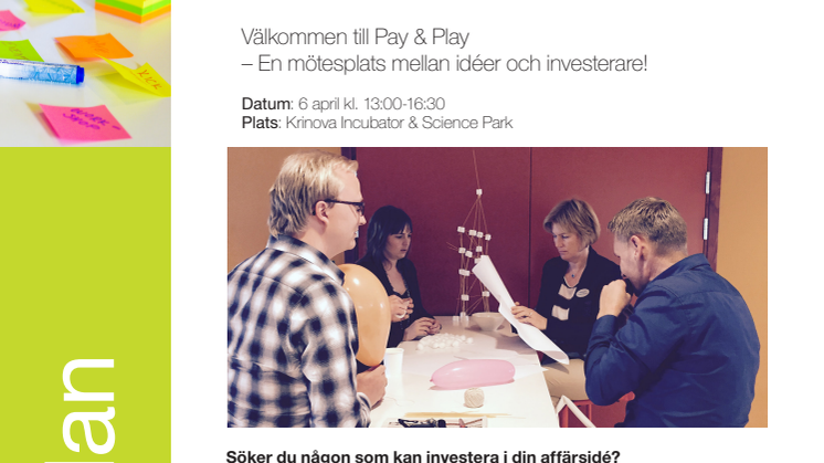 Välkommen till Pay & play - en mötesplats mellan idéer och investerare