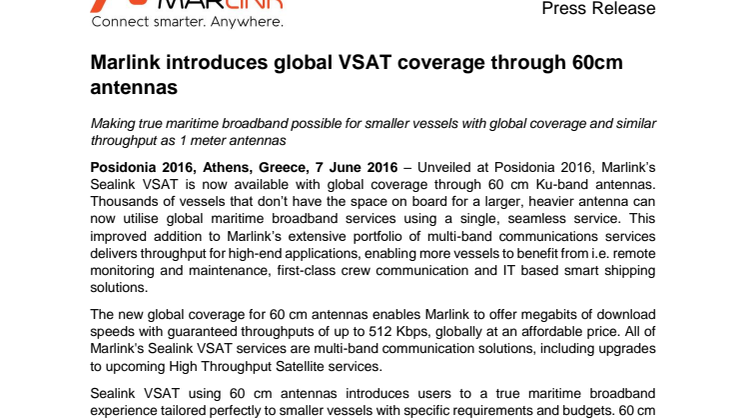 Marlink: New Global VSAT Coverage Through 60cm Antennas